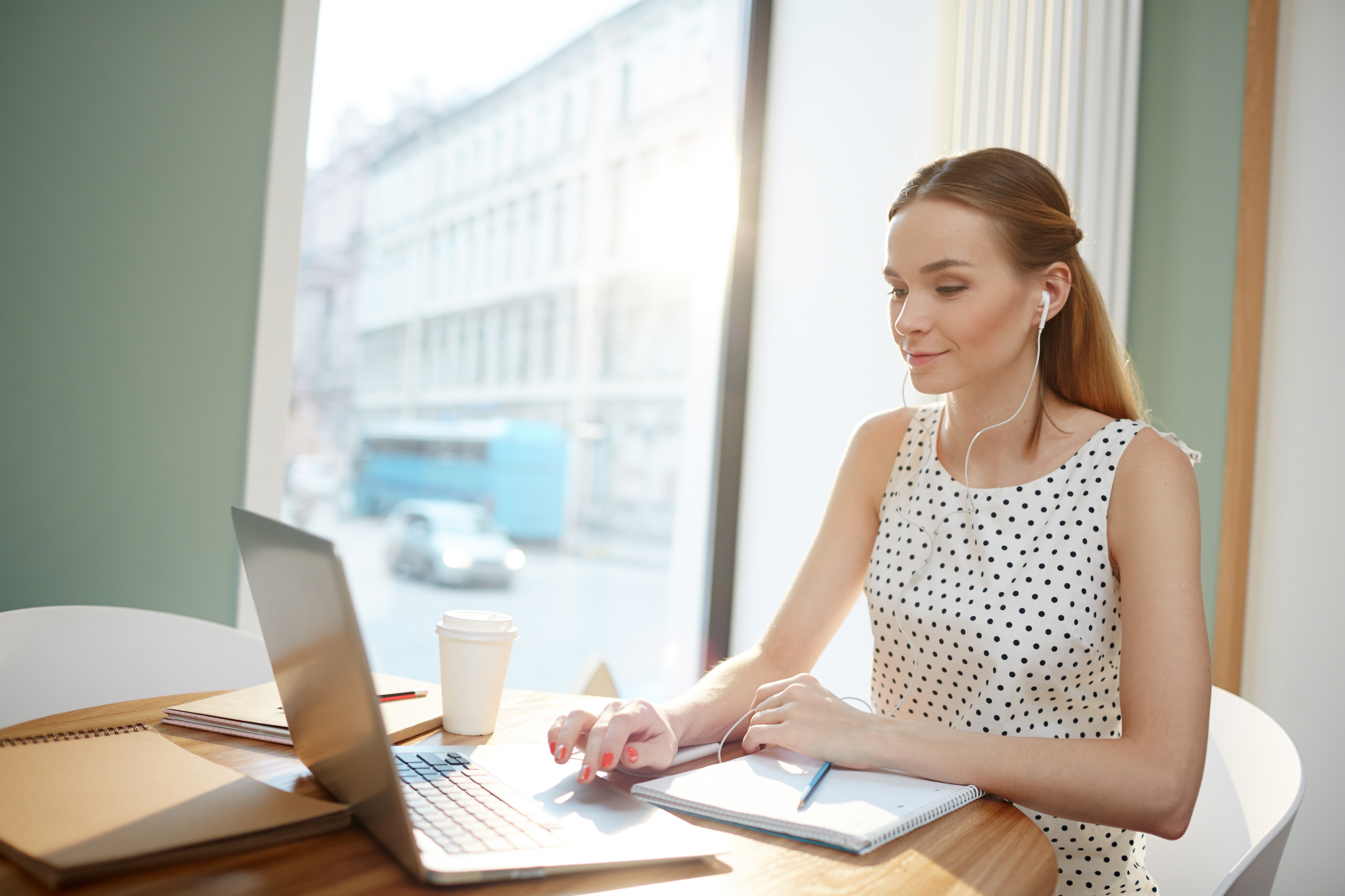 Female employee working remotely